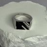 925 Sterling Silver Black Enamel & CZ Men'S Ring Size 11