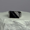 925 Sterling Silver Black Enamel & CZ Men'S Ring Size 11