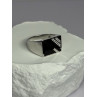 925 Sterling Silver Black Enamel & CZ Men's Ring Size 11