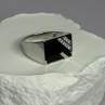 925 Sterling Silver Black Enamel & CZ Men'S Ring Size 11