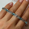 925 Sterling Silver Bracelet Aquamarine Length 7.5 in