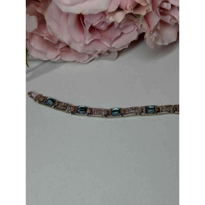 925 STERLING SILVER BRACELET AQUAMARINE LENGTH 7.5 in