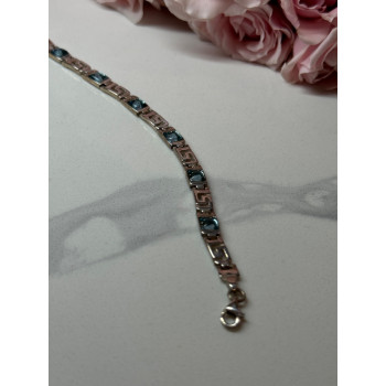 925 STERLING SILVER BRACELET AQUAMARINE LENGTH 7.5 in