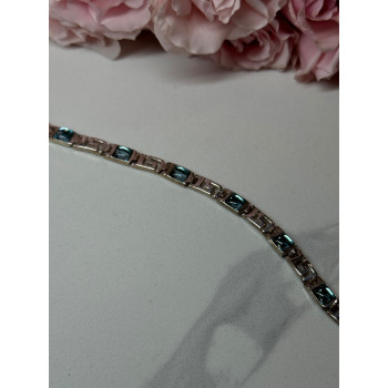 925 STERLING SILVER BRACELET AQUAMARINE LENGTH 7.5 in