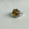 925 Sterling Silver Yellow & Purple CZ Ring Size 7