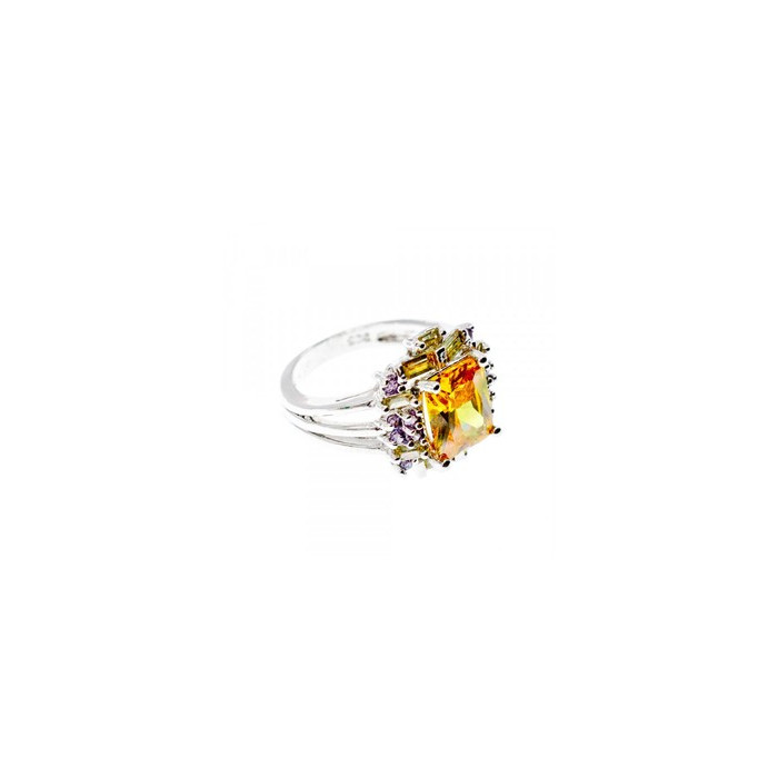 925 Sterling Silver Yellow & Purple CZ Ring Size 7