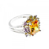 925 Sterling Silver Yellow & Purple CZ Ring Size 7