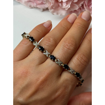 925 STERLING SILVER GOLD PLATED SAPPHIRE BRACELET LENGTH 7.5 in