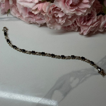 925 Sterling Silver Gold Plated Sapphire Bracelet Length 7.5 in