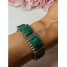 VINTAGE 925 STERLING SILVER GREEN JADE BRACELET LENGTH 7 in