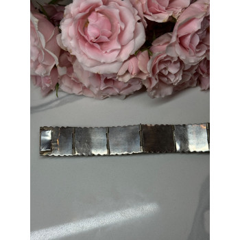 VINTAGE 925 STERLING SILVER GREEN JADE BRACELET LENGTH 7 in