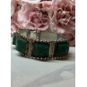 VINTAGE 925 STERLING SILVER GREEN JADE BRACELET LENGTH 7 in