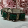 Vintage 925 Sterling Silver Green Jade Bracelet Length 7 in