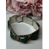 VINTAGE 925 STERLING SILVER GREEN JADE BRACELET LENGTH 7 in