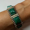 Vintage 925 Sterling Silver Green Jade Bracelet Length 7 in