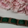 Vintage 925 Sterling Silver Green Jade Bracelet Length 7 in