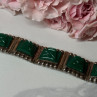 Vintage 925 Sterling Silver Green Jade Bracelet Length 7 in