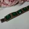 Vintage 925 Sterling Silver Green Jade Bracelet Length 7 in