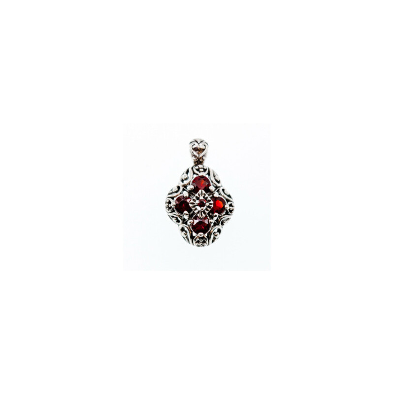 925 Sterling Silver Garnet Pendant