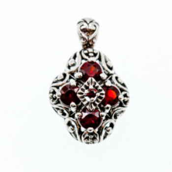 925 Sterling Silver Garnet Pendant