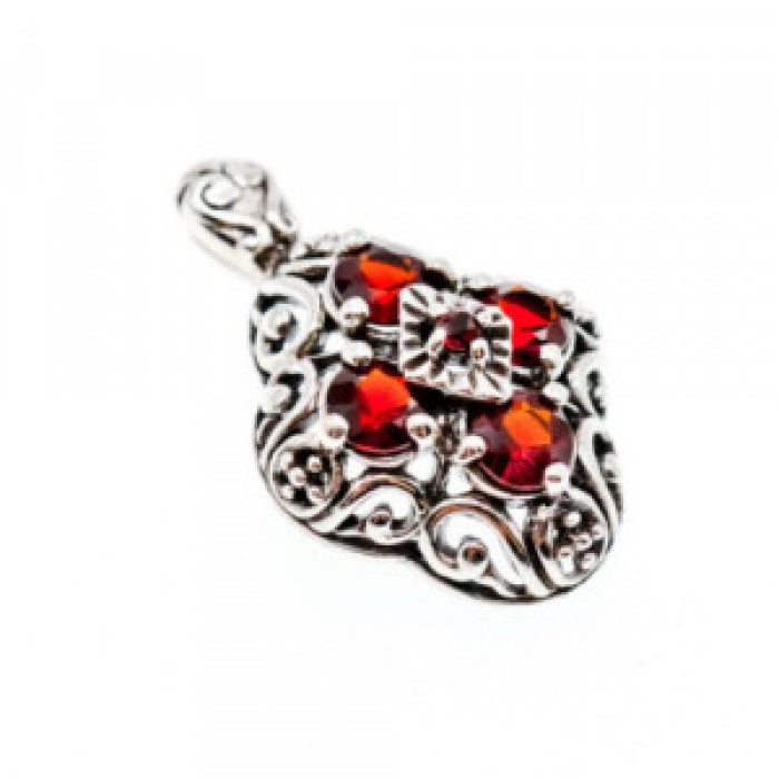 925 Sterling Silver Garnet Pendant