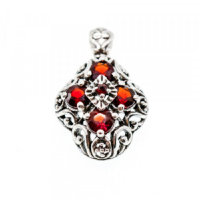 925 Sterling Silver Garnet Pendant