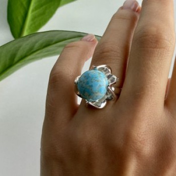 925 Sterling Silver Larimar Ring Size 6.75