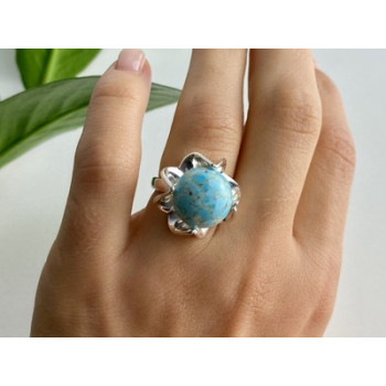 925 Sterling Silver Larimar Ring Size 6.75