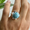 925 Sterling Silver Larimar Ring Size 6.75