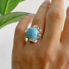 925 Sterling Silver Larimar Ring Size 6.75