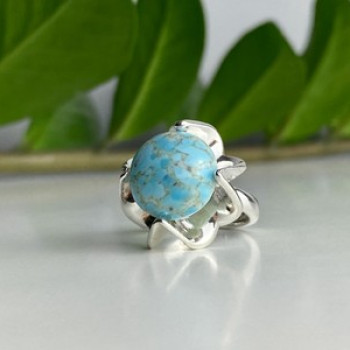 925 Sterling Silver Larimar Ring Size 6.75