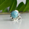 925 Sterling Silver Larimar Ring Size 6.75