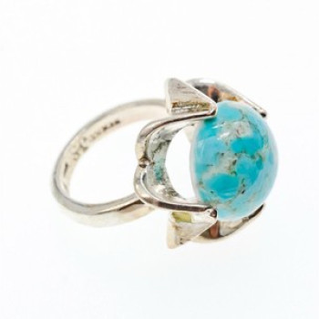 925 Sterling Silver Larimar Ring Size 6.75