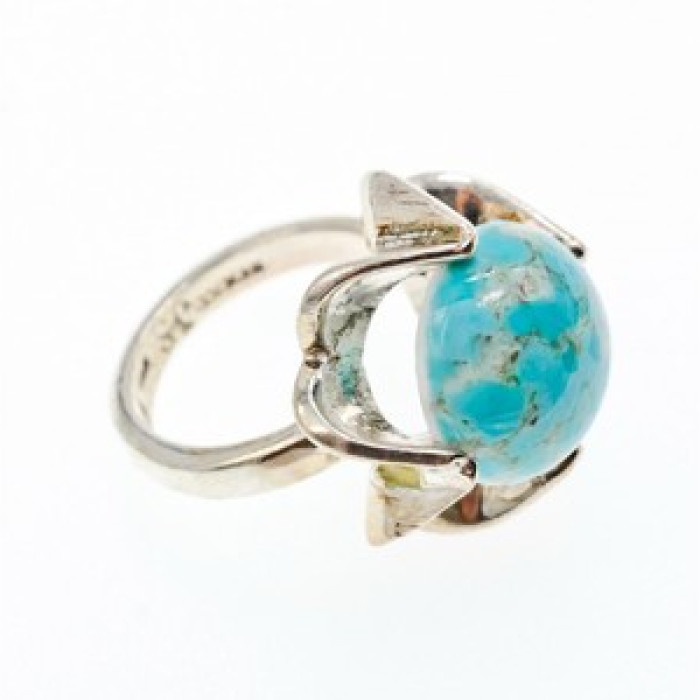 925 Sterling Silver Larimar Ring Size 6.75