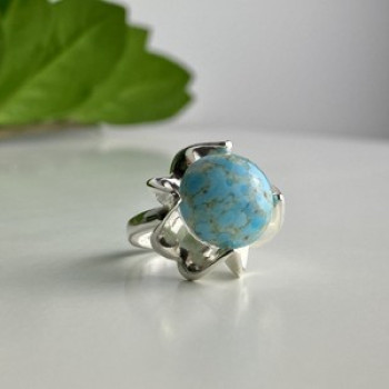 925 Sterling Silver Larimar Ring Size 6.75