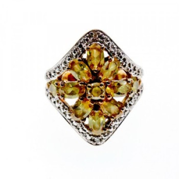 925 Sterling Silver Gold Plated Citrine Ring Size 5.5