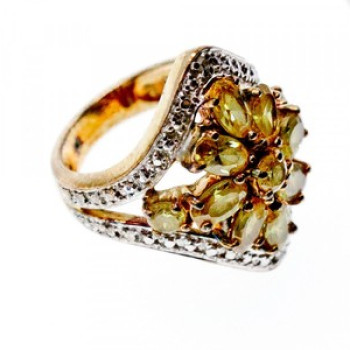 925 Sterling Silver Gold Plated Citrine Ring Size 5.5