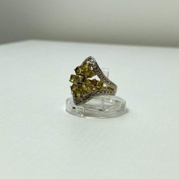 925 Sterling Silver Gold Plated Citrine Ring Size 5.5