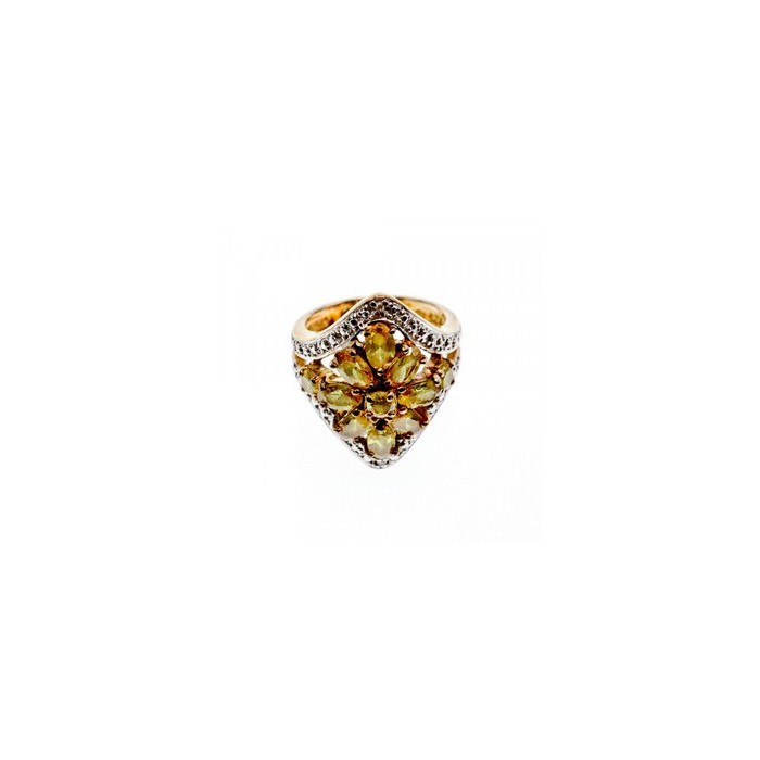 925 Sterling Silver Gold Plated Citrine Ring Size 5.5