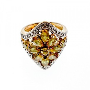 925 Sterling Silver Gold Plated Citrine Ring Size 5.5