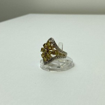 925 Sterling Silver Gold Plated Citrine Ring Size 5.5