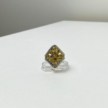 925 Sterling Silver Gold Plated Citrine Ring Size 5.5