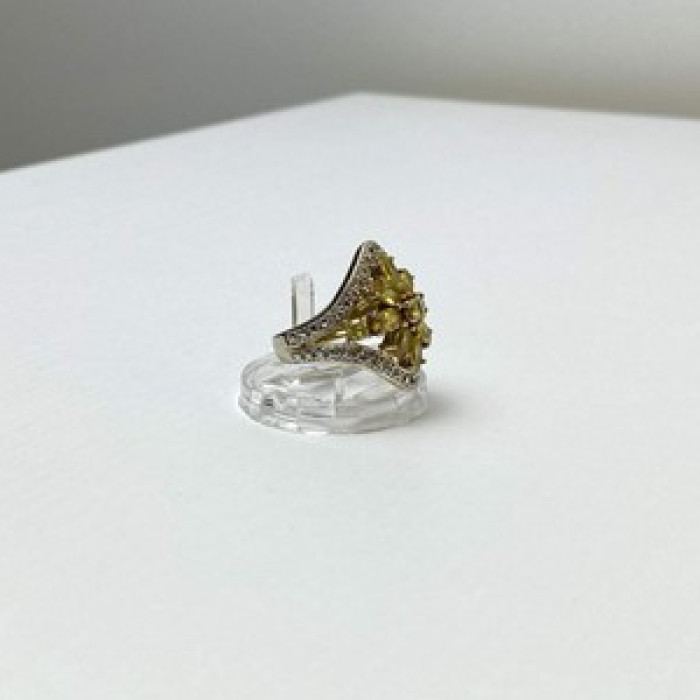 925 Sterling Silver Gold Plated Citrine Ring Size 5.5
