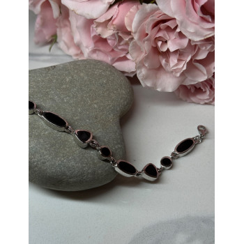 925 STERLING SILVER BLACK ENAMEL BRACELET LENGTH 7.5 in