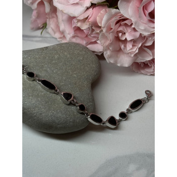 925 STERLING SILVER BLACK ENAMEL BRACELET LENGTH 7.5 in