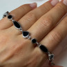 925 Sterling Silver Black Enamel Bracelet Length 7.5 in