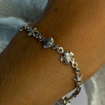 Summer Ocean Mood 925 Sterling Silver Bracelet Length 7.5