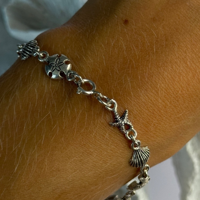 Summer Ocean Mood 925 Sterling Silver Bracelet Length 7.5