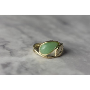 925 Sterling Silver Green Nephrite Ring Size 6.5
