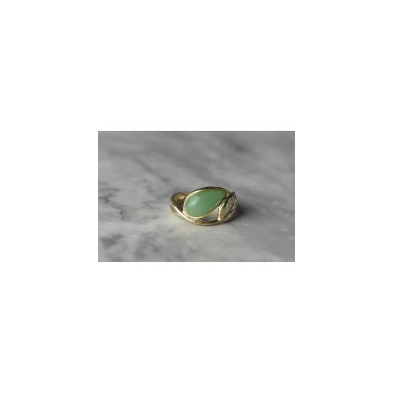 925 Sterling Silver Green Nephrite Ring Size 6.5